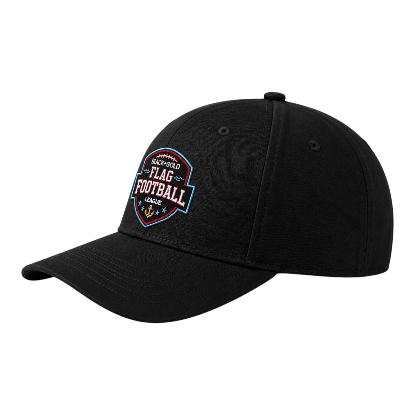Premium Black+Gold Flag Football League Strapback