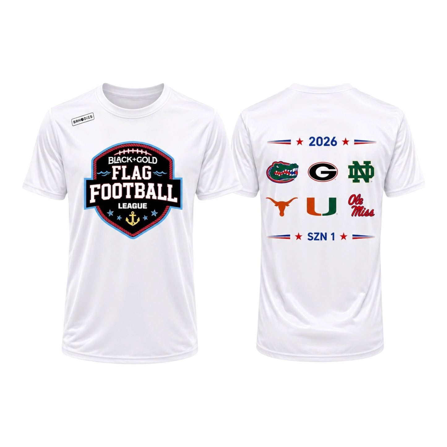BLACK & GOLD SPORTS PERFORMANCE FLAG LEAGUE™ 2026 SEASON TEE