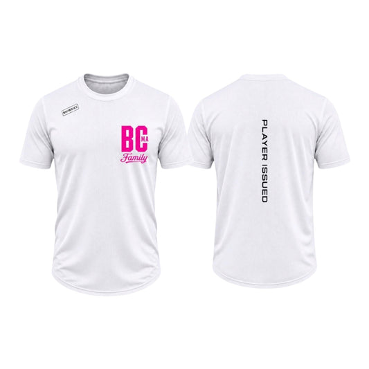BCMA × BRHODIES — SZN I MESH COMPRESSION TEE (pink / white)