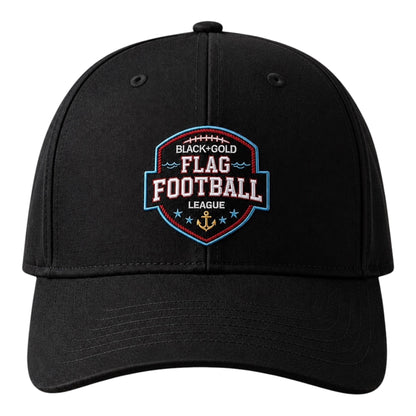Premium Black+Gold Flag Football League Strapback
